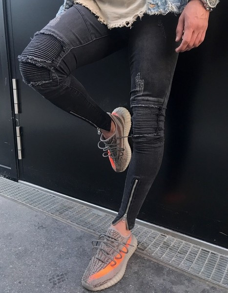 Ελαστικά ανδρικά παντελόνια  με φερμουάρ 