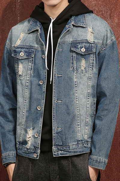 Εποχιακό ανδρικό τζιν μπουφάν με μικρές τσέπες - 2 μοντέλα