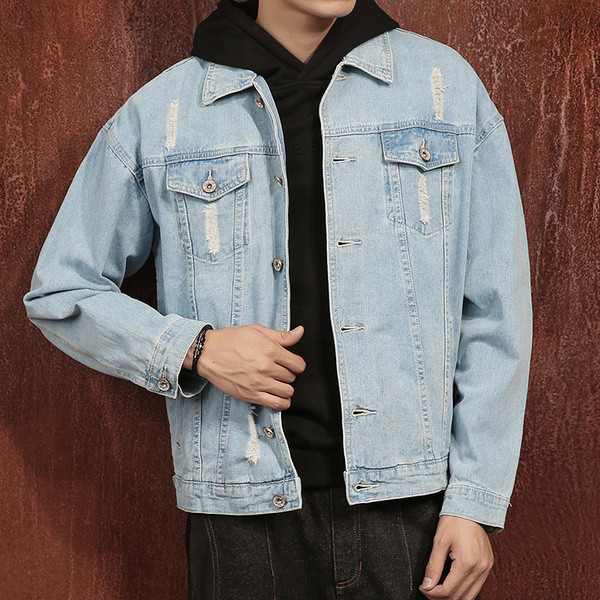 Εποχιακό ανδρικό τζιν μπουφάν με μικρές τσέπες - 2 μοντέλα