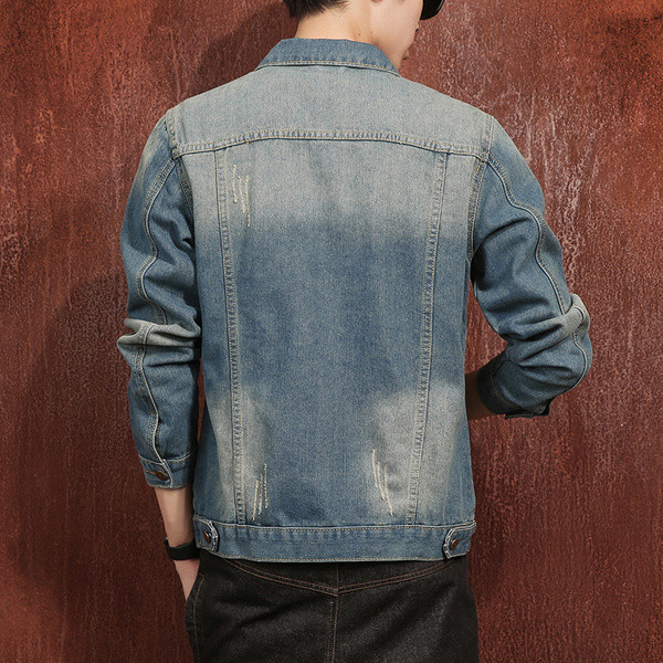 Ανδρικό καθημερινό μπουφάν τζιν σε στυλ ρετρό + μικρές τσέπες