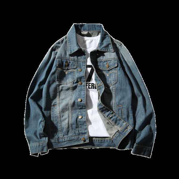 Ανδρικό καθημερινό μπουφάν τζιν σε στυλ ρετρό + μικρές τσέπες