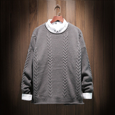 Καθημερινό ανδρικό  πουλόβερ με κολάρο σε σχήμα O