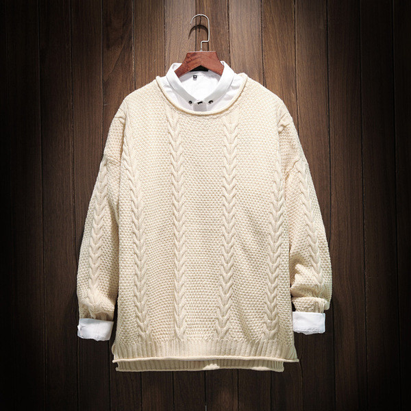 Καθημερινό ανδρικό  πουλόβερ με κολάρο σε σχήμα O