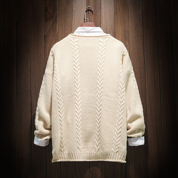 Καθημερινό ανδρικό  πουλόβερ με κολάρο σε σχήμα O