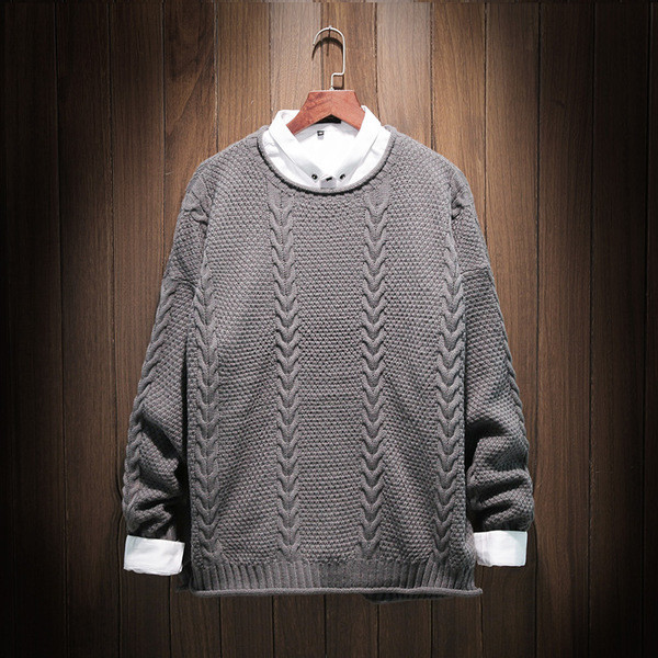Καθημερινό ανδρικό  πουλόβερ με κολάρο σε σχήμα O