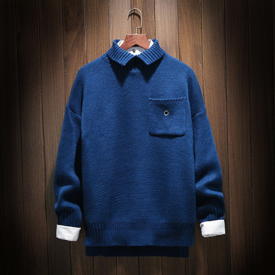 Μαλακό και πολύ ζεστό ανδρικό πουλόβερ με κολάρο και τσέπη πόλο, 4 χρώματα