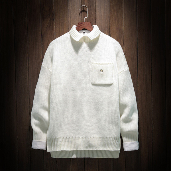 Μαλακό και πολύ ζεστό ανδρικό πουλόβερ με κολάρο και τσέπη πόλο, 4 χρώματα