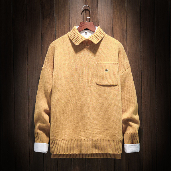 Μαλακό και πολύ ζεστό ανδρικό πουλόβερ με κολάρο και τσέπη πόλο, 4 χρώματα