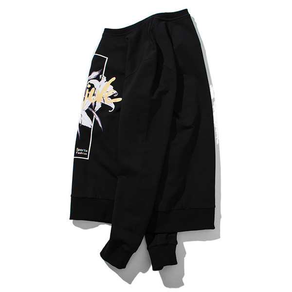 Μοντέρνα βαμβακερή ανδρική μπλούζα με μακρύ μανίκι, έγχρωμη εκτύπωση και κολάρο σε σχήμα O