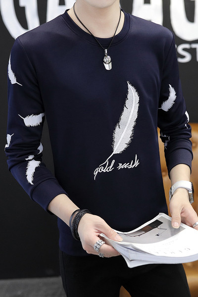 Ανδρική μπλούζα με μακριά μανίκια με κεντήματα