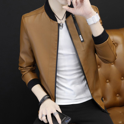 Κομψό δερμάτινο ανδρικό μπουφάν