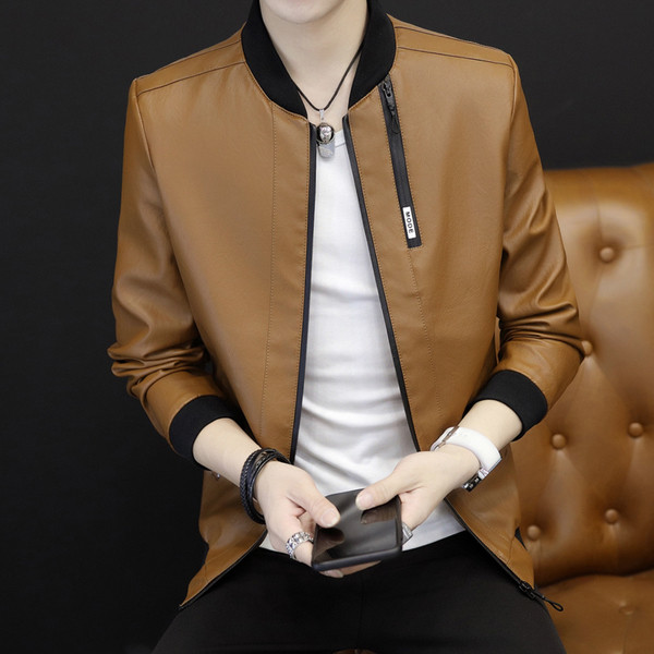 Κομψό δερμάτινο ανδρικό μπουφάν 