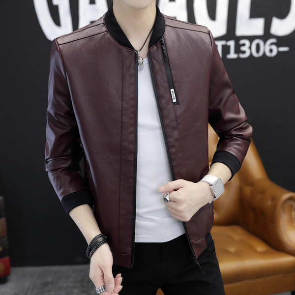 Κομψό δερμάτινο ανδρικό μπουφάν 