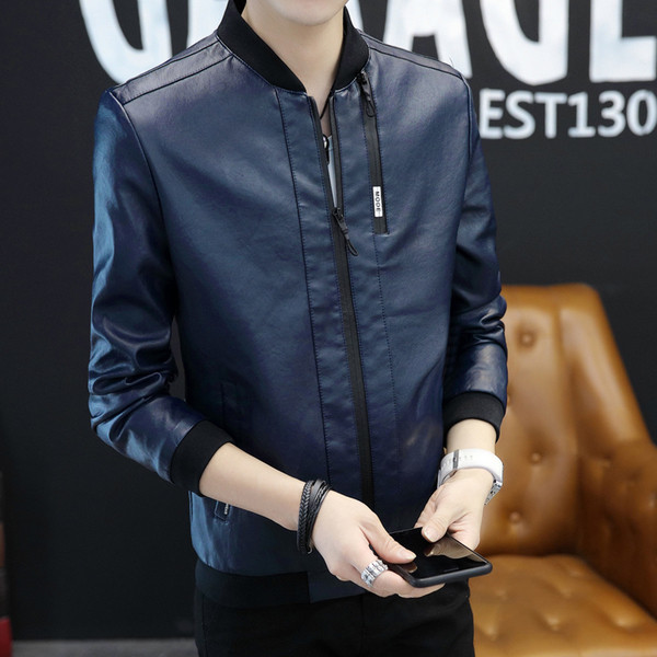 Κομψό δερμάτινο ανδρικό μπουφάν 