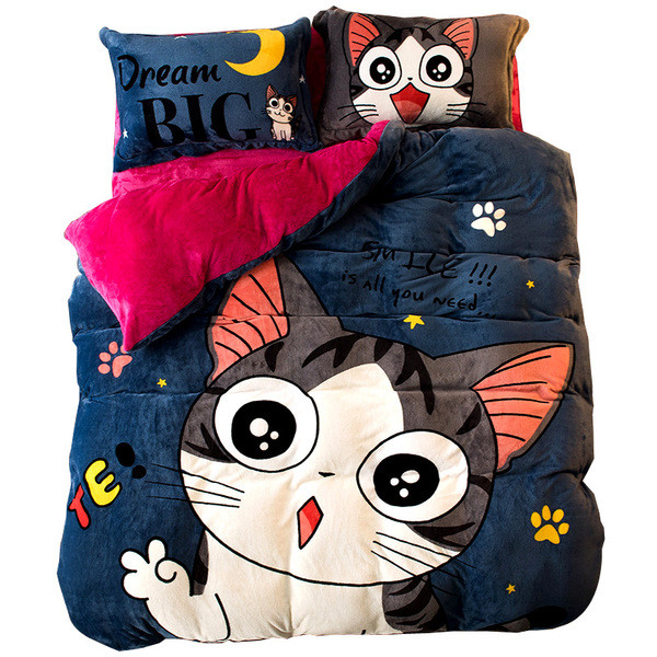 Много мек плюшен спален комплект с анимационни изображения в различни цветове и размери