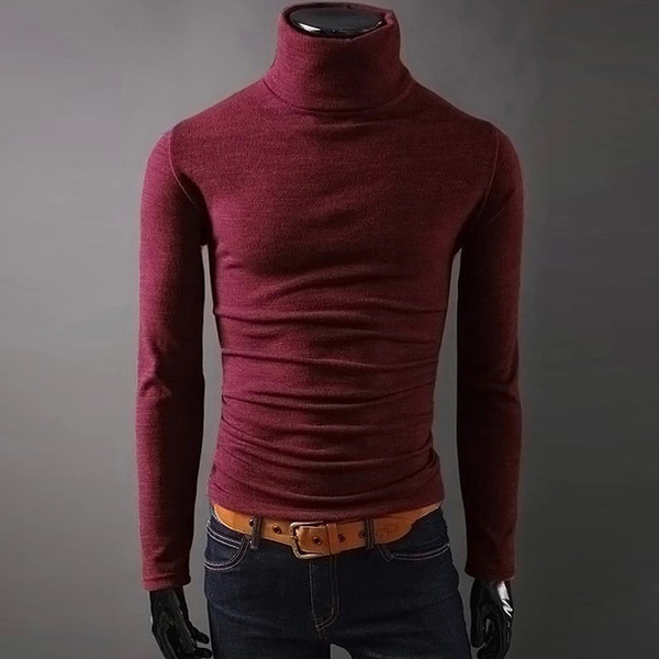 Мъжка есенно-зимна слим фит блуза с висока яка