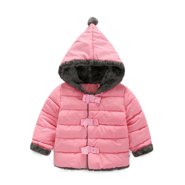 Спортно-елегантно пухено детско яке за момичета с качулка
