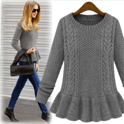 Стилен плетен дамски пуловер в три цвята