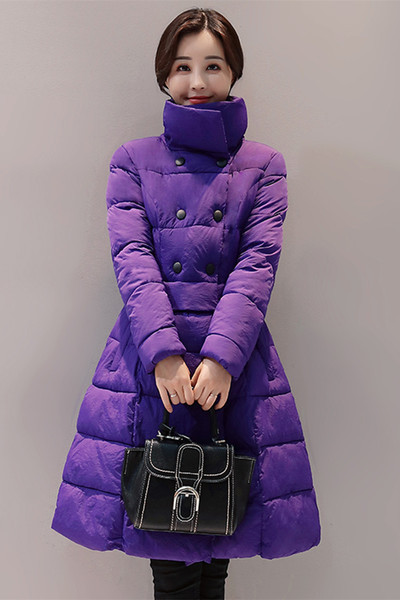 Дамско дълго яке за зимата в четири цвята в разкроен модел