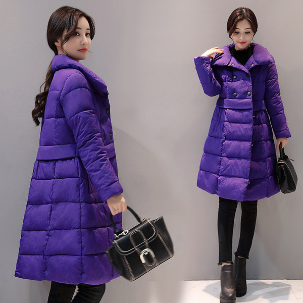 Дамско дълго яке за зимата в четири цвята в разкроен модел