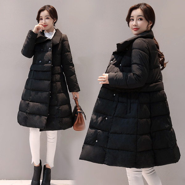 Дамско дълго яке за зимата в четири цвята в разкроен модел