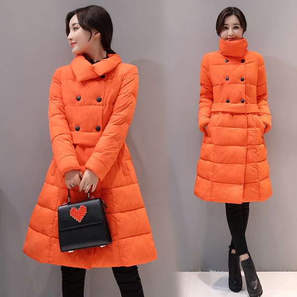 Дамско дълго яке за зимата в четири цвята в разкроен модел