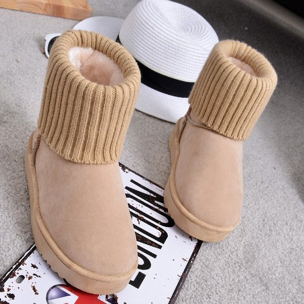 Ежедневни зимни дамски боти с каучукова подметка и вълнена топла подплата