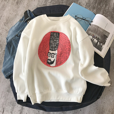 Есенна мъжка блуза в три цвята с апликация и О-образно деколте