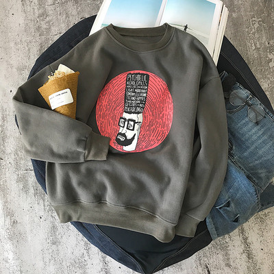 Есенна мъжка блуза в три цвята с апликация и О-образно деколте