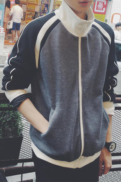 Спортен мъжки суичър с поло яка