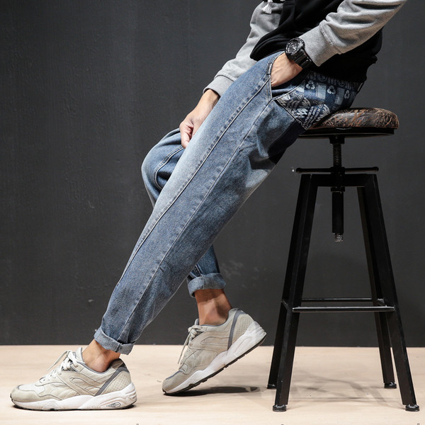 Мъжки ежедневни дънкови панталони модел шалвар