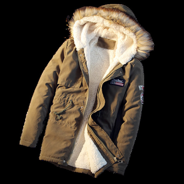 Ανδρικό χειμερινό μπουφάν  με ζεστή μάλλινη επένδυση και αφράτο κολάρο