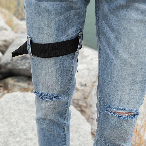 мъжки дънки - накъсани с 9/10 дължина - slim fit