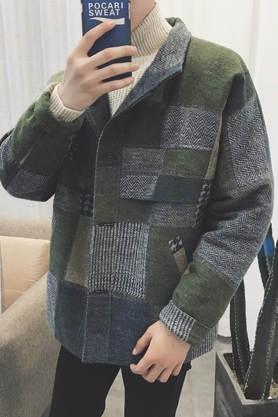 Стилно вълнено мъжко палто на каре