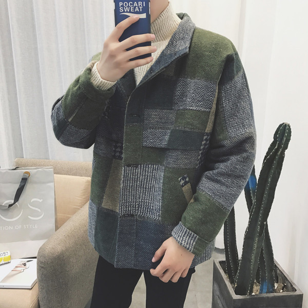 Стилно вълнено мъжко палто на каре