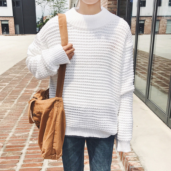 Широк мъжки пуловер в два цвята