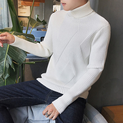 Ежедневен мъжки зимен пуловер с поло яка в три цвята