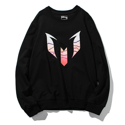 Мъжка ежедневна блуза с интересен принт и О-образна яка