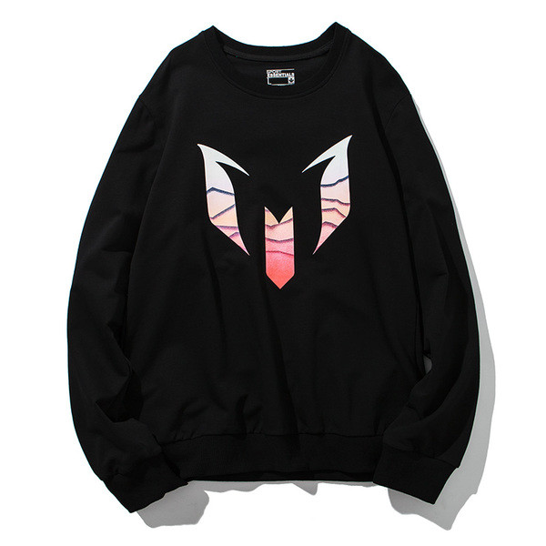 Мъжка ежедневна блуза с интересен принт и О-образна яка