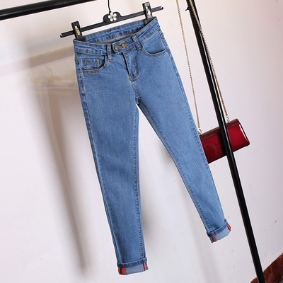 Дамски дънки slim fit с висока талия в два цвята