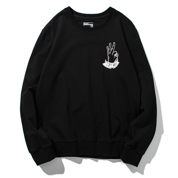 Ежедневна мъжка спортно-елегантна блуза с дълъг ръкав и О-образна яка и семпла апликация