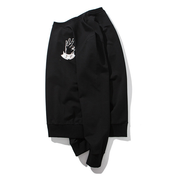 Ежедневна мъжка спортно-елегантна блуза с дълъг ръкав и О-образна яка и семпла апликация