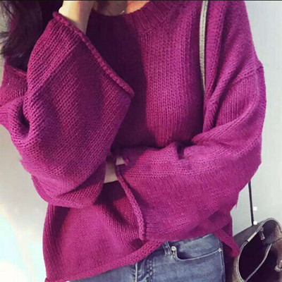 Зимен дамски пуловер в свободен стил и в четири цвята