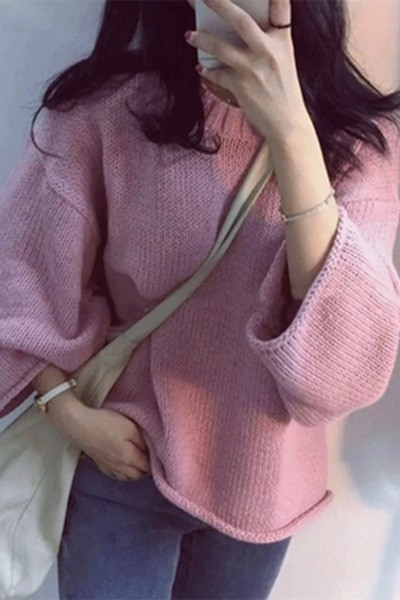 Зимен дамски пуловер в свободен стил и в четири цвята