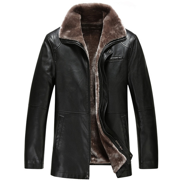 Стилно мъжко палто от еко кожа с много топла кашмирена подплата