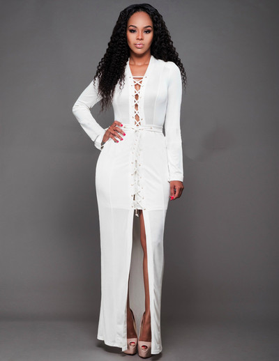 Ефектна дълга дамска рокля в два цвята