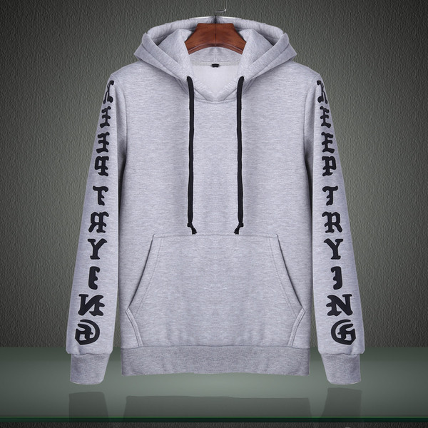 Актуален мъжки суичер с качулка, висящи връзки и надписи по ръкавите, 4 цвята