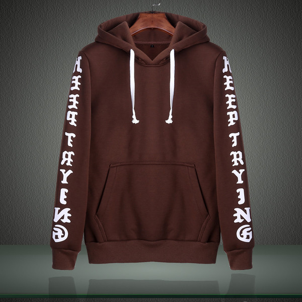 Актуален мъжки суичер с качулка, висящи връзки и надписи по ръкавите, 4 цвята