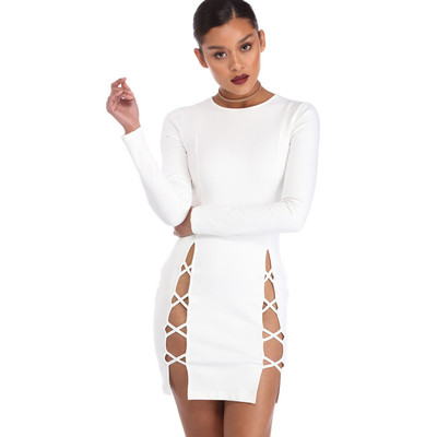 Стилна дамска рокля с ефектни връзки в няколко цвята