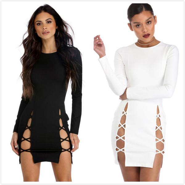 Стилна дамска рокля с ефектни връзки в няколко цвята